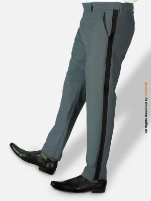 Gray Micro Check Dress Pant with Black Side Stripe – DP-1025 | YBRAND