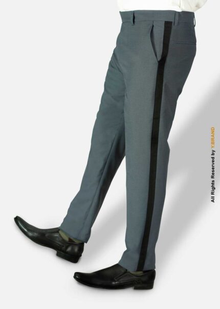 Gray Micro Check Dress Pant with Black Side Stripe – DP-1025 | YBRAND