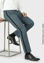 Gray Micro Check Dress Pant with Black Side Stripe – DP-1025 | YBRAND