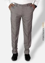 Light Brown Micro Check with Black Piping Dress Trousers – DP-1026 | YBRAND - Image 2
