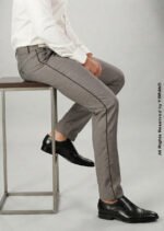 Light Brown Micro Check with Black Piping Dress Trousers – DP-1026 | YBRAND