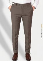 Brown Micro Check with white piping Dress Pant - DP-1027 - Image 4