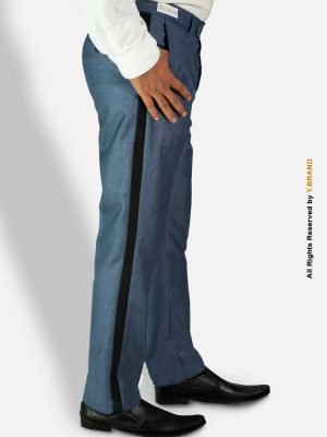 Pearl Aegean Micro Check Trousers with Black Stripe – DP-1028 | YBRAND