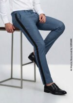 Pearl Aegean Micro Check Trousers with Black Stripe – DP-1028 | YBRAND
