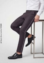Pearl Maroon Micro Check Dress Trousers DP-1029 | YBRAND