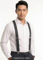 Micro Check Pattern Three clips Elastic Suspender-SB-1020