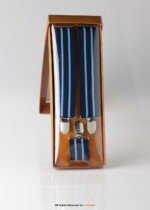 Blue Striped Three clips Elastic Suspender-SB-1021