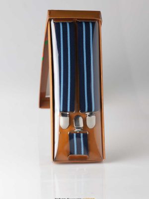 Blue Striped Three clips Elastic Suspender-SB-1021
