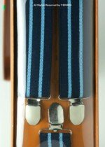 Blue Striped Three clips Elastic Suspender-SB-1021 - Image 2
