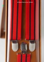 Red & Black Striped Three clips Elastic Suspender-SB-1022