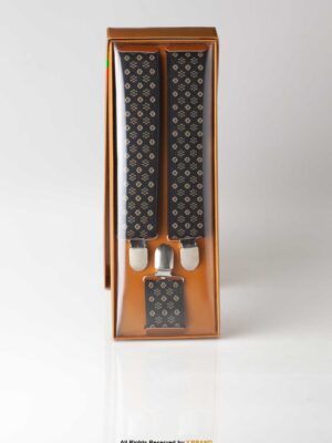 Beige & Black Pattern Three clips Elastic Suspender-SB-1024