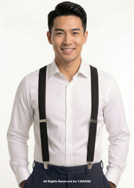 Black Wide Braces, Heavy Duty Strong Clips Suspender for men-SB-1026