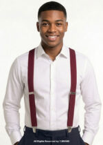 Maroon Wide Braces, Heavy Duty Strong Clips Suspender for men-SB-1027
