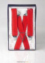 Red Wide Braces, Heavy Duty Strong Clips Suspender for men-SB-1029 - Image 2