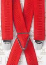 Red Wide Braces, Heavy Duty Strong Clips Suspender for men-SB-1029 - Image 2