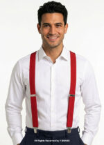 Red Wide Braces, Heavy Duty Strong Clips Suspender for men-SB-1029
