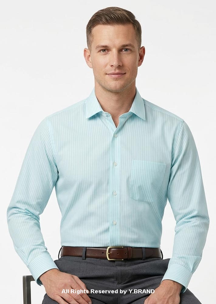 1041d Aqua Marine Pin Striped formal shirt FS-1041 - Image 1