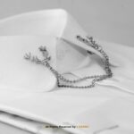 Markhor brooch, Collar pin with Diamond & Chain B-1103 - Image 2