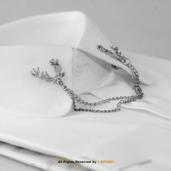 Markhor brooch, Collar pin with Diamond & Chain B-1103 2 Markhor brooch, Collar pin with Diamond & Chain B-1103