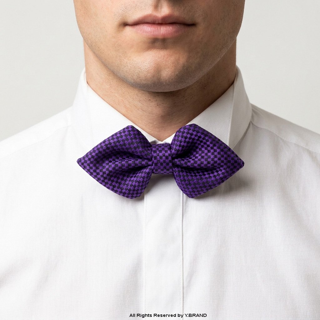 BT-1017b Purple Check PATTERN BOW TIE BT-1017 - Image 1