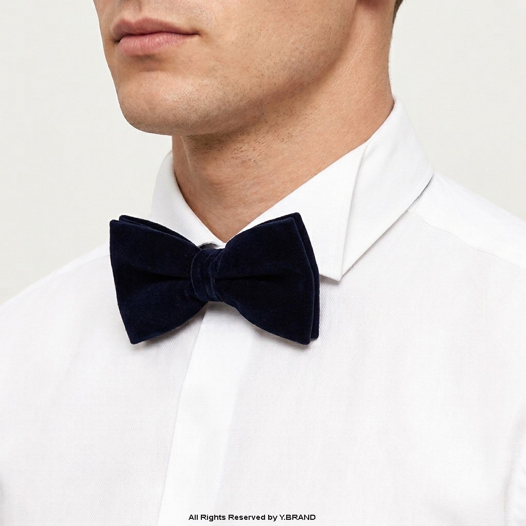 BT-1020-blu-c Luxury Velvet Neck Bow Ties BT-1020 - Image 1