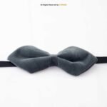 Triangle Gray Velvet Neck Bow Tie BT-1022 - Image 2