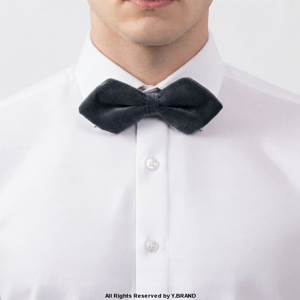 BT-1022c Triangle Gray Velvet Neck Bow Tie BT-1022 - Image 1