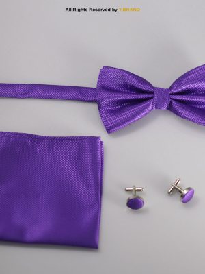 PURPLE BOW TIE AND CUFFLINK SET-GIFT SET-BTS-005