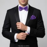 PURPLE BOW TIE AND CUFFLINK SET-GIFT SET-BTS-005