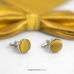 YELLOW GOLD BOW TIE AND CUFFLINK SET-GIFT SET-BTS-008