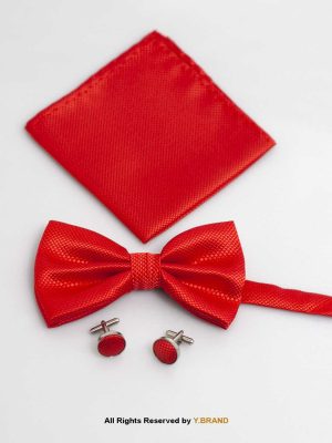 RED BOW TIE AND CUFFLINK SET-GIFT SET-BTS-019