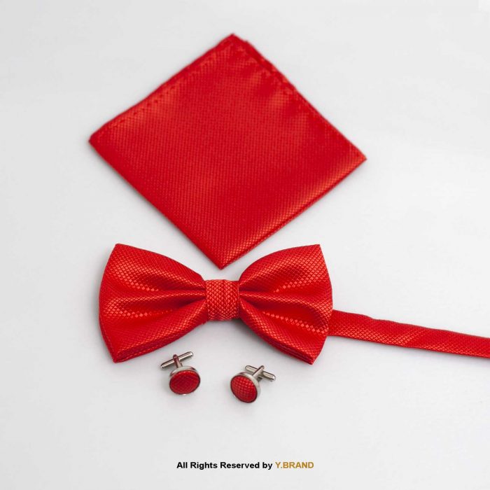 RED BOW TIE AND CUFFLINK SET-GIFT SET-BTS-019 1 RED BOW TIE AND CUFFLINK SET-GIFT SET-BTS-019