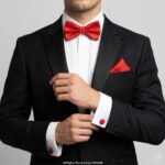 RED BOW TIE AND CUFFLINK SET-GIFT SET-BTS-019