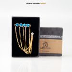 Luxury Hanging Chains Sherwani Brooch with Blue Stones SBB-1007