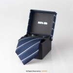 Y.BRAND-Blue and White Pin Stripped Tie and Cufflink Gift Set-TS-026 - Image 2