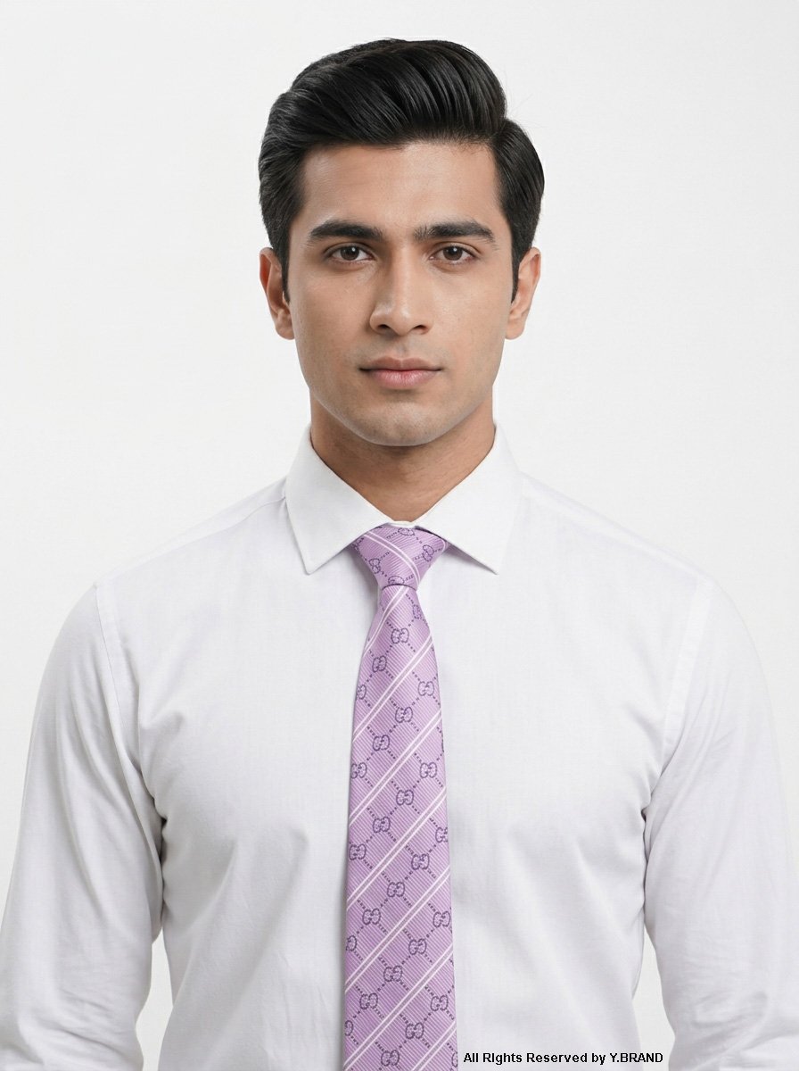 T_103d YBRAND-Classic GG Pattern Silk Necktie for men-T-103 - Image 1