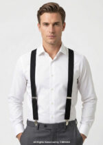 Black 3 Clips Elastic Suspender-SB-1030
