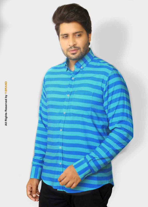 Aqua blue Linen Bold Striped Fabric YCS-1021 10 YCS 1021 1