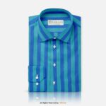 Aqua blue Linen Bold Striped Fabric YCS-1021 - Image 2