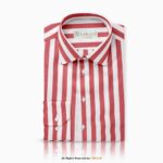 Red White Linen Bold Striped Fabric YCS-1022 - Image 2