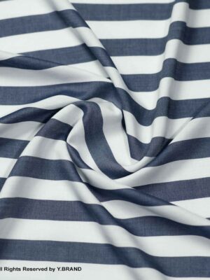 Blue White Linen Bold Striped Fabric YCS-1023