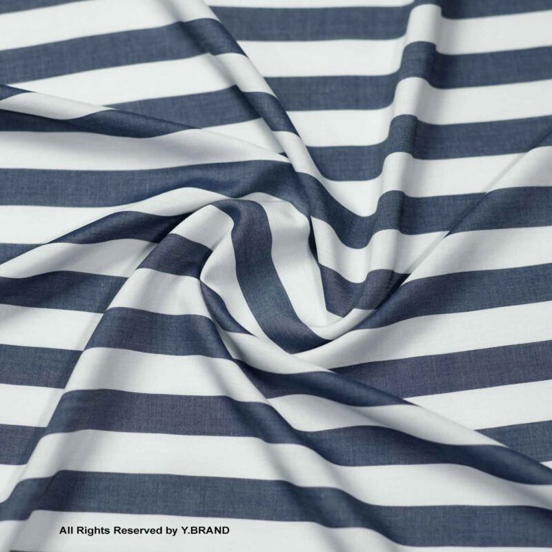 Blue White Linen Bold Striped Fabric YCS-1023 8 YCS 1023C
