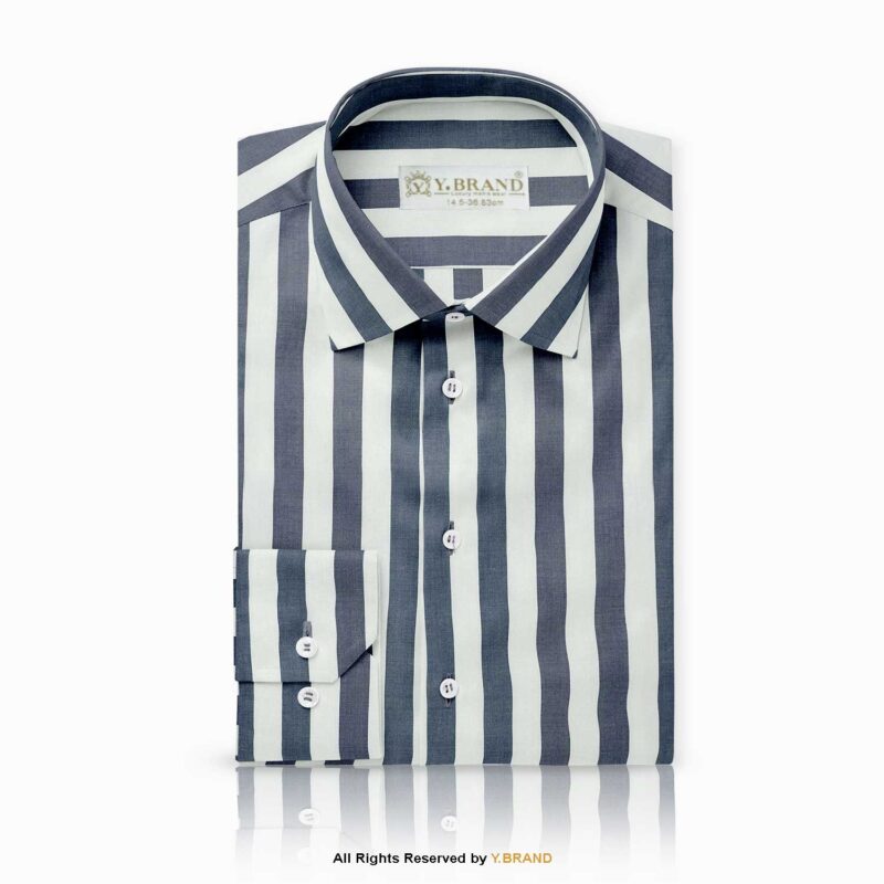 Blue White Linen Bold Striped Fabric YCS-1023 10 YCS 1023D