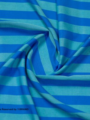 Aqua blue Linen Bold Striped Fabric YCS-1021