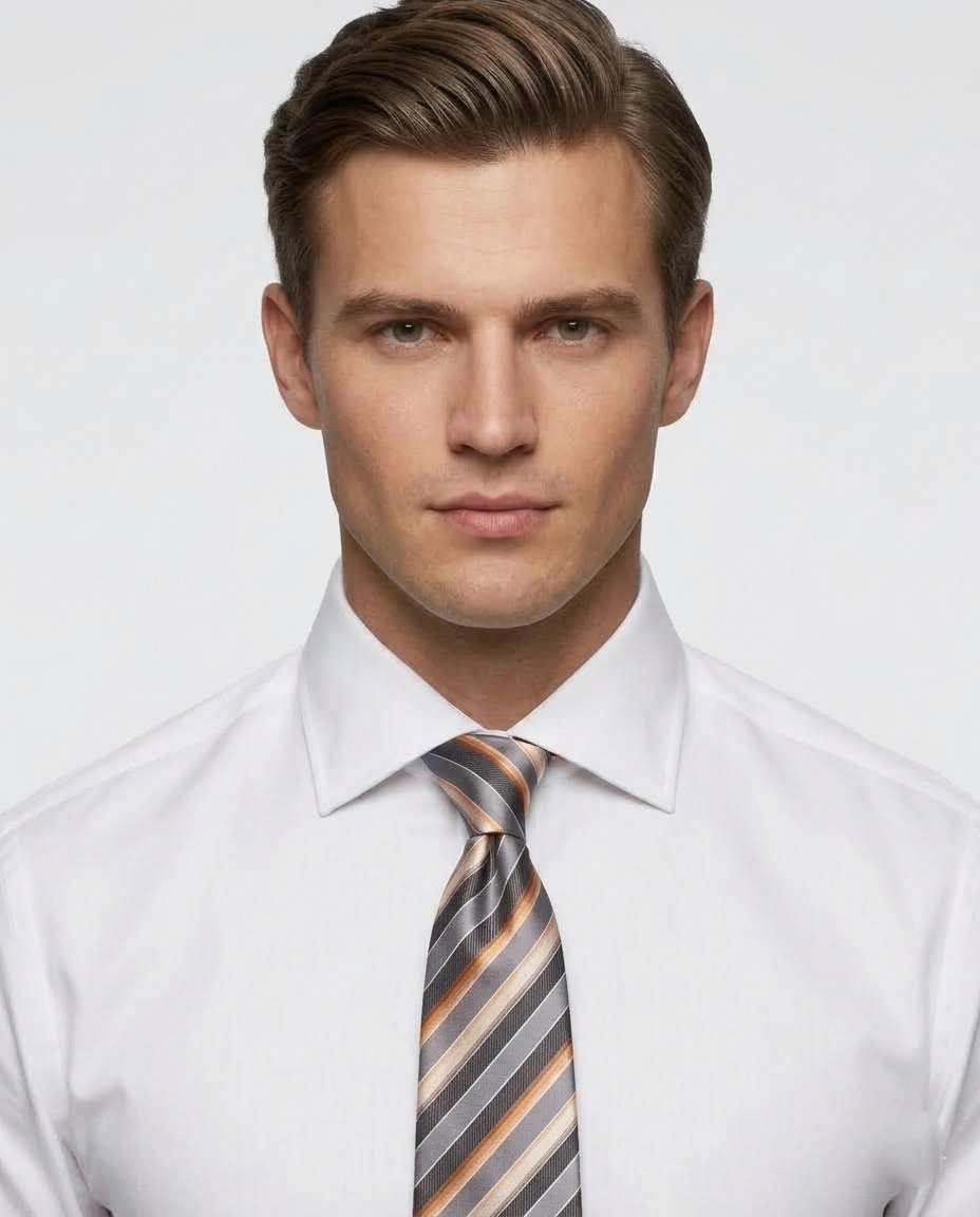 T_134c Retro 9.5cm Formal Striped Poly Necktie- T-134 - Image 1