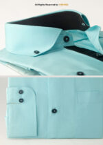 Aqua Blue shirt with black contrast-FS-1043 - Image 2