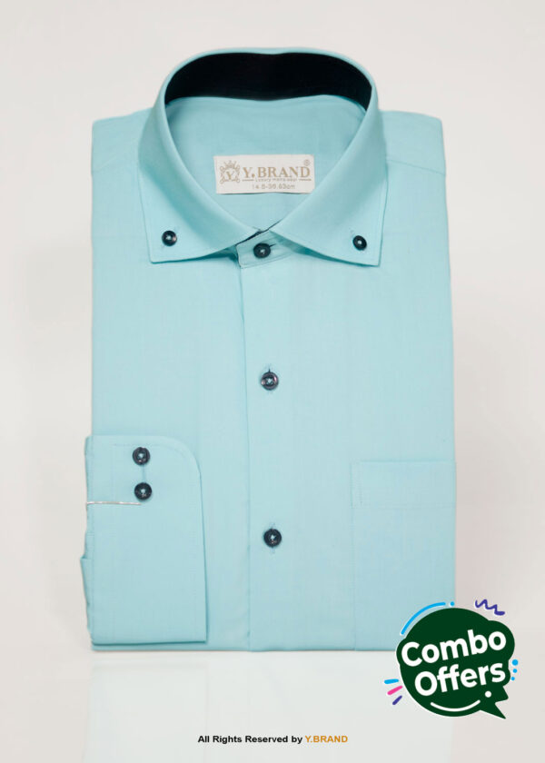 Aqua Blue shirt with black contrast-FS-1043 1 Aqua Blue shirt with black contrast-FS-1043
