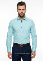 Aqua Blue shirt with black contrast-FS-1043