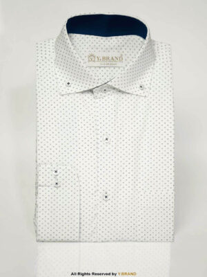 White Printed shirt with Navy Contrast-FS-1045