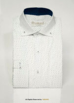 White Printed shirt with Navy Contrast-FS-1045 - Image 2